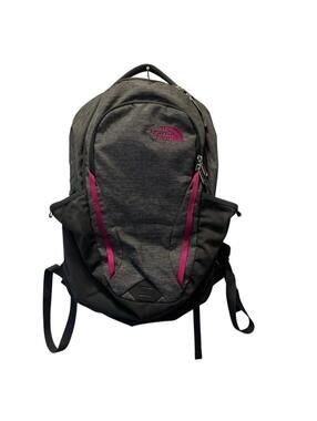 The North Face Vault Backpack Gray Pink Trim School Bookbag Laptop Rucksack